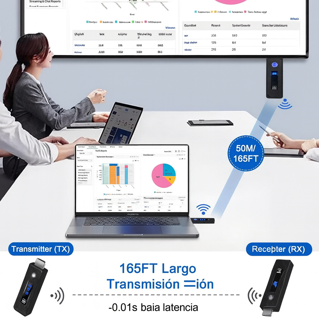Extensor HDMI inalámbrico 1080p 50 m con display LED (TX+RX)