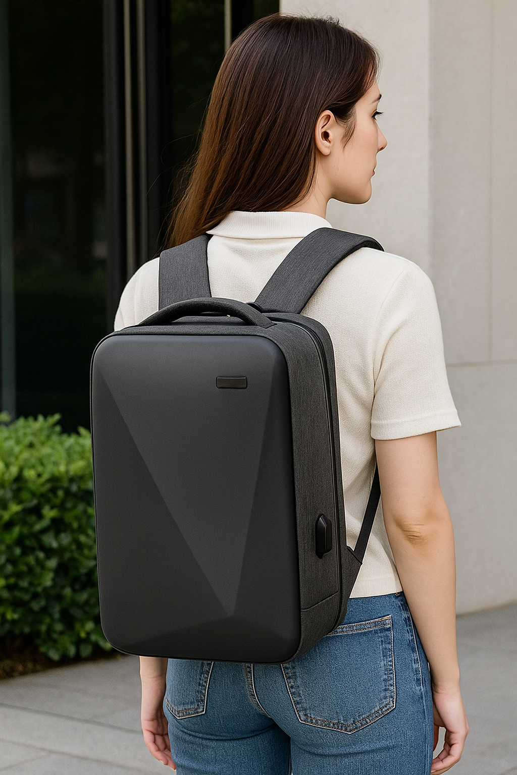 Mochila antirrobo con código de seguridad.